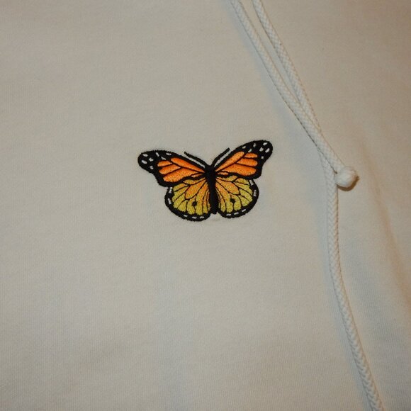 John Galt Brandy Melville Monarch Butterfly Oversized Hoodie White XL OS womens - Picture 3 of 8